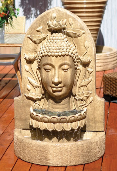 Buddha Wall Fountain Asian Garden Artwork Meditative Decor